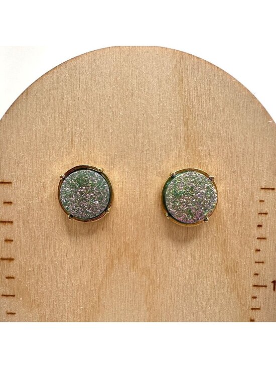 Unbranded Jewelry - Iridescent Mermaid Colors Flat Back Druzy Stud Earrings Boutique New